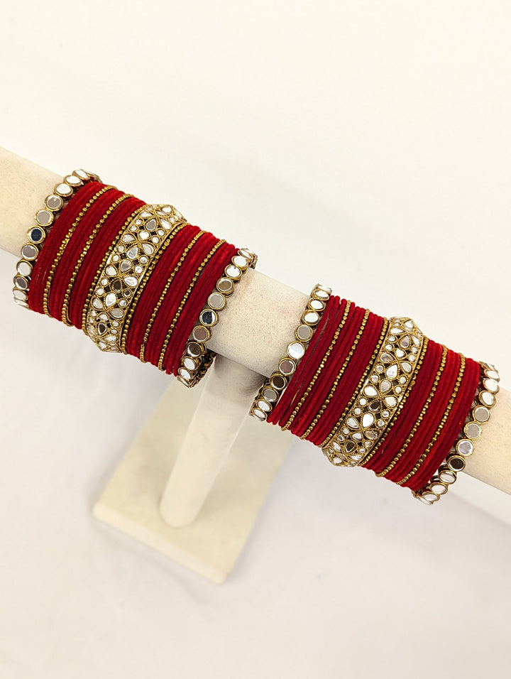 Meghna Stones Mirror Bangles  - 2 HAND SET