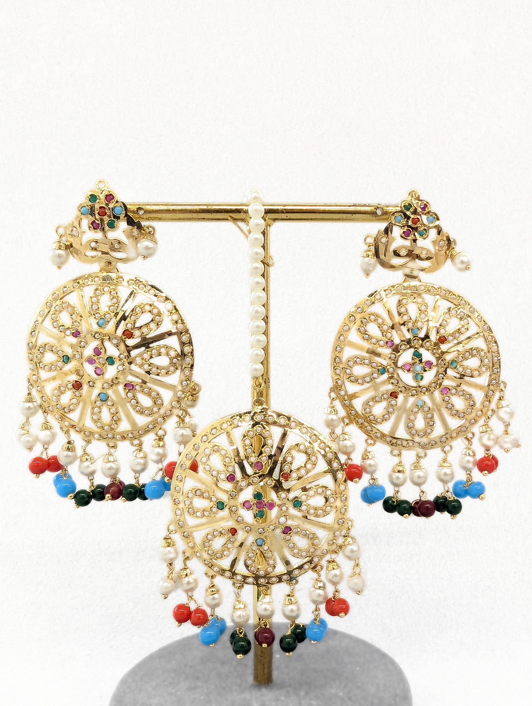 Disha Stone Earrings With Tikka