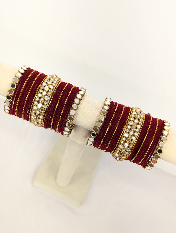 Meghna Stones Mirror Bangles  - 2 HAND SET