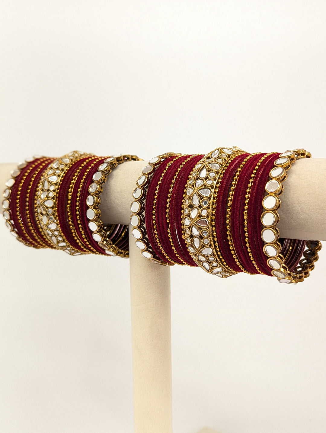 Meghna Stones Mirror Bangles  - 2 HAND SET