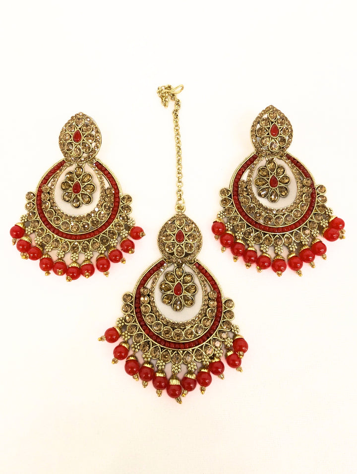 RAVEENA POLKI EARRING AND TIKKA