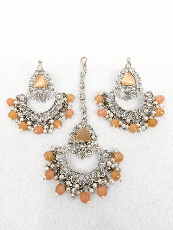 Vrinda Polki Earrings With Tikka