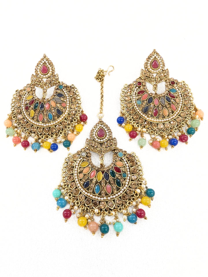 Tanvi Stone Earrings With Tikka