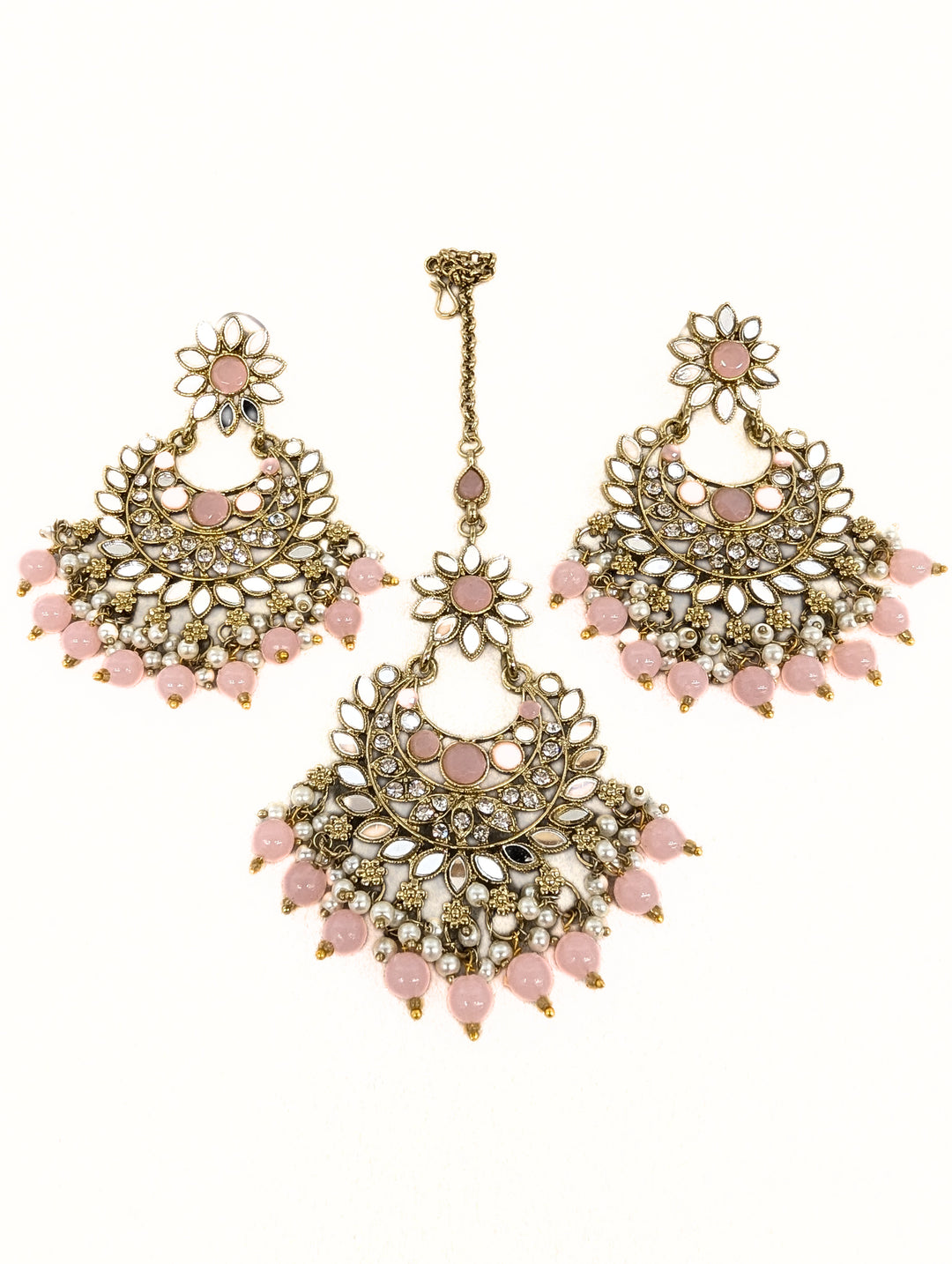 DIYA MIRROR EARRINGS AND TIKKA