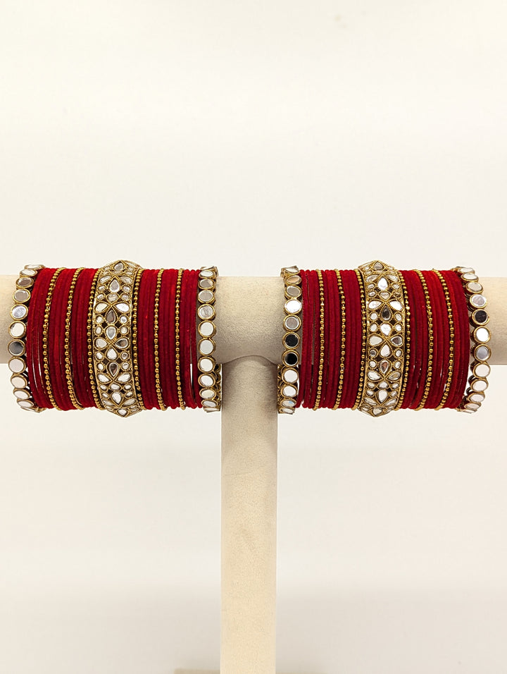 Meghna Stones Mirror Bangles  - 2 HAND SET