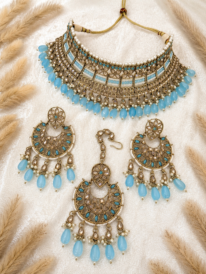 Gauri Polki Full Set With Earring and Tikka