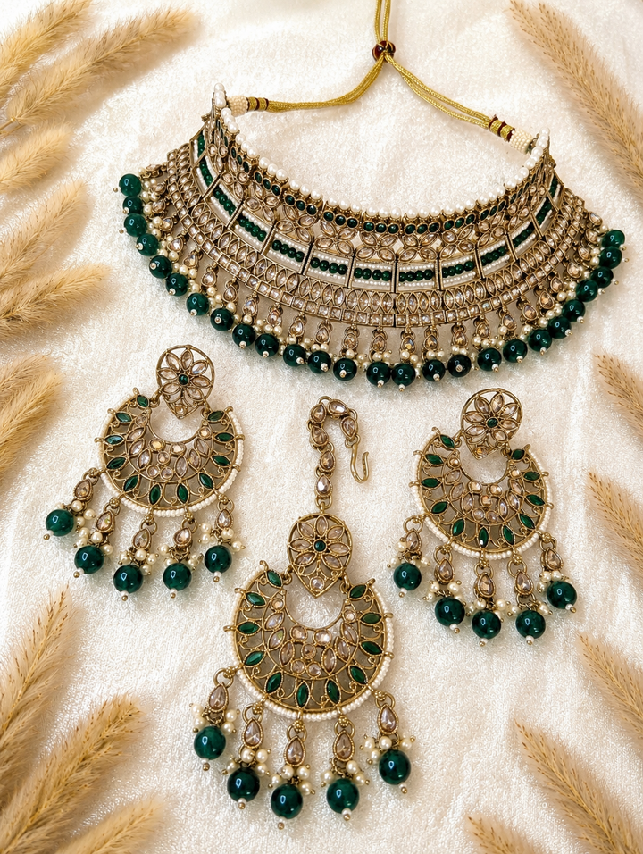 Gauri Polki Full Set With Earring and Tikka