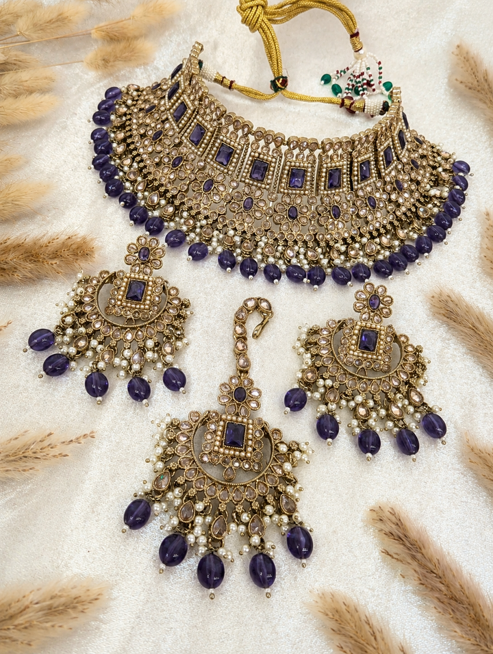 Divya Polki Full Set With Earring and Tikka