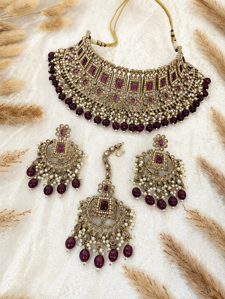 Divya Polki Full Set With Earring and Tikka