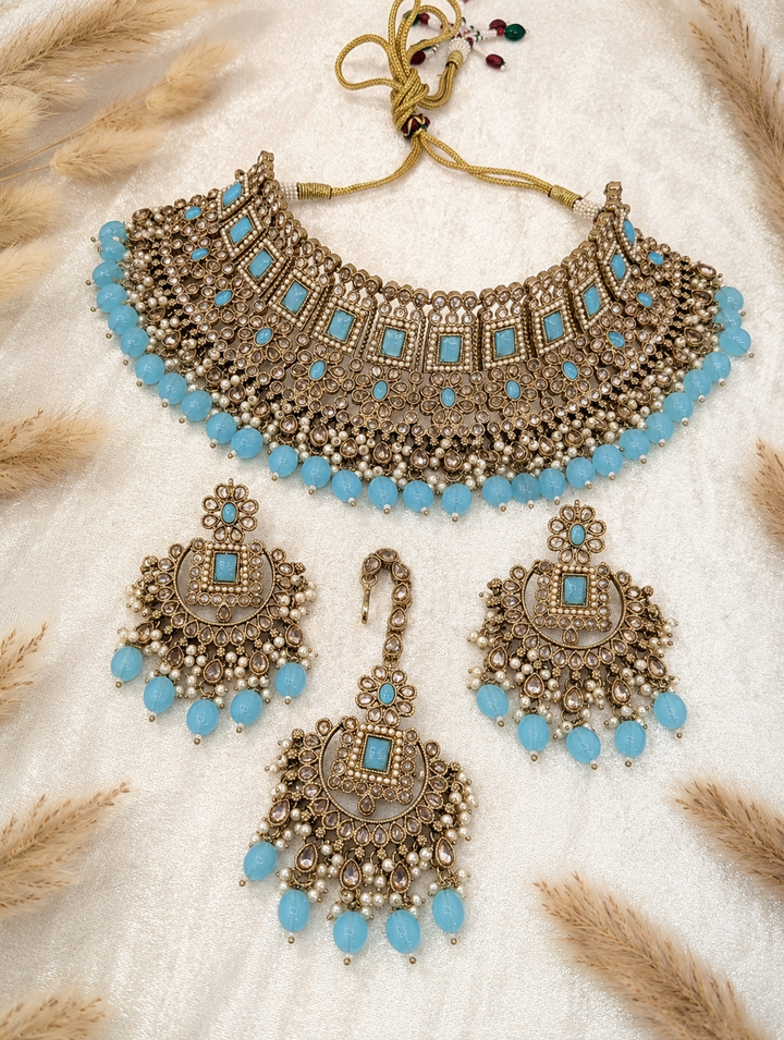 Divya Polki Full Set With Earring and Tikka