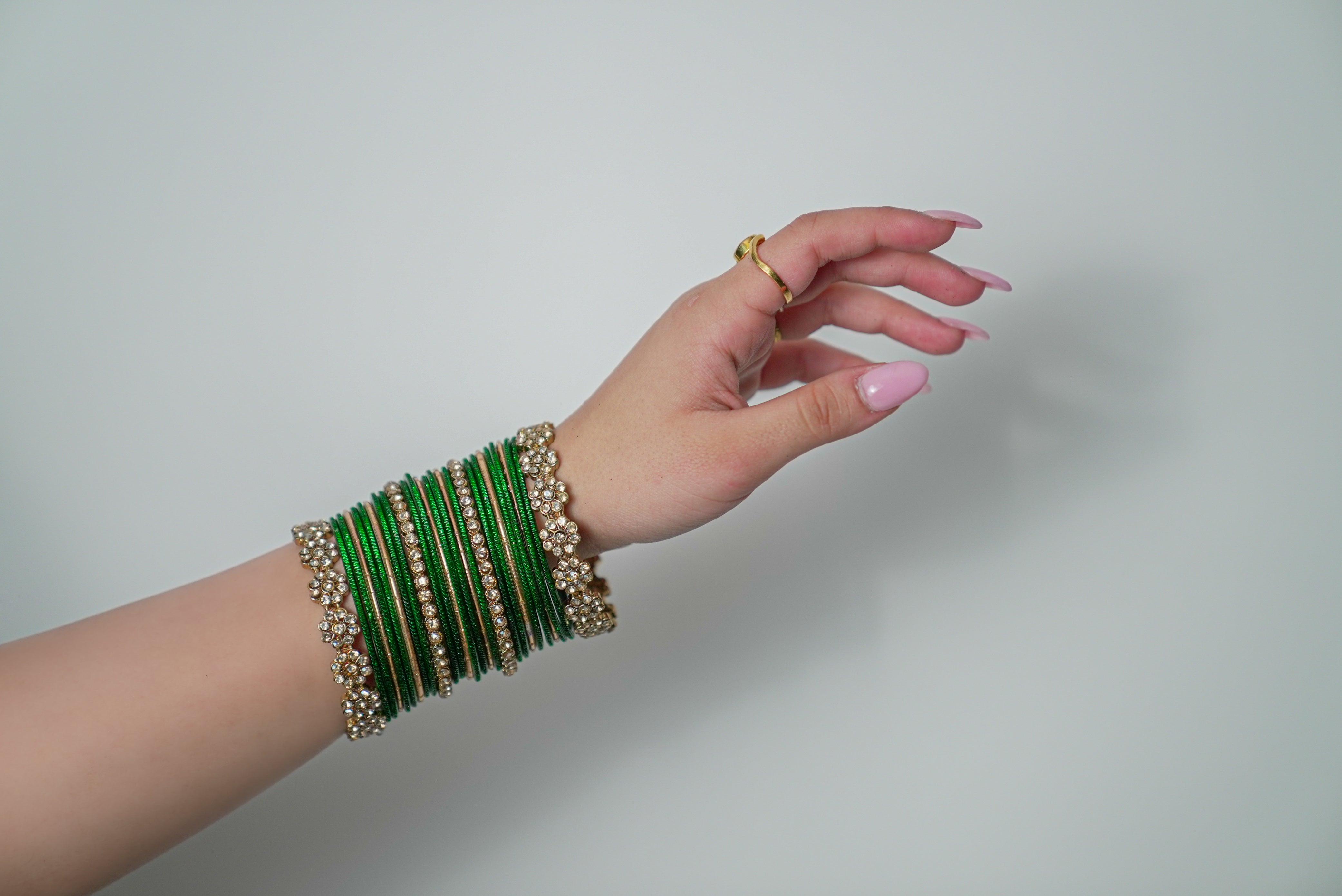 Parineeta Green Bangles - 2 Hand Set