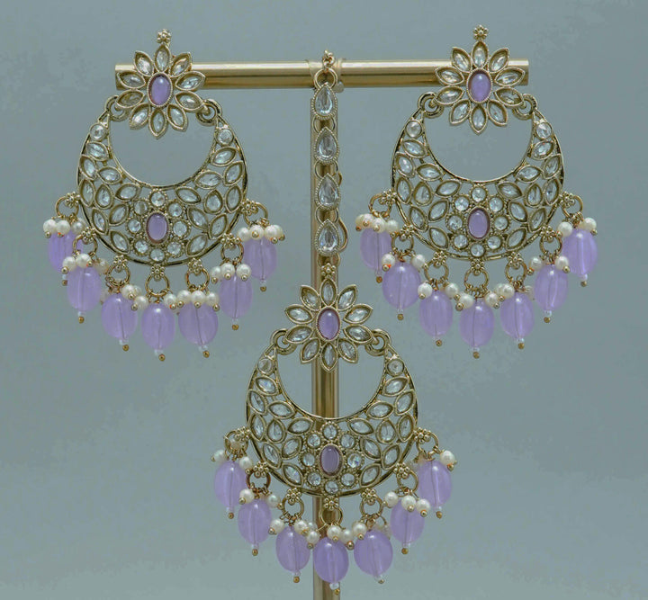 NEHA POLKI EARRINGS WITH TIKKA