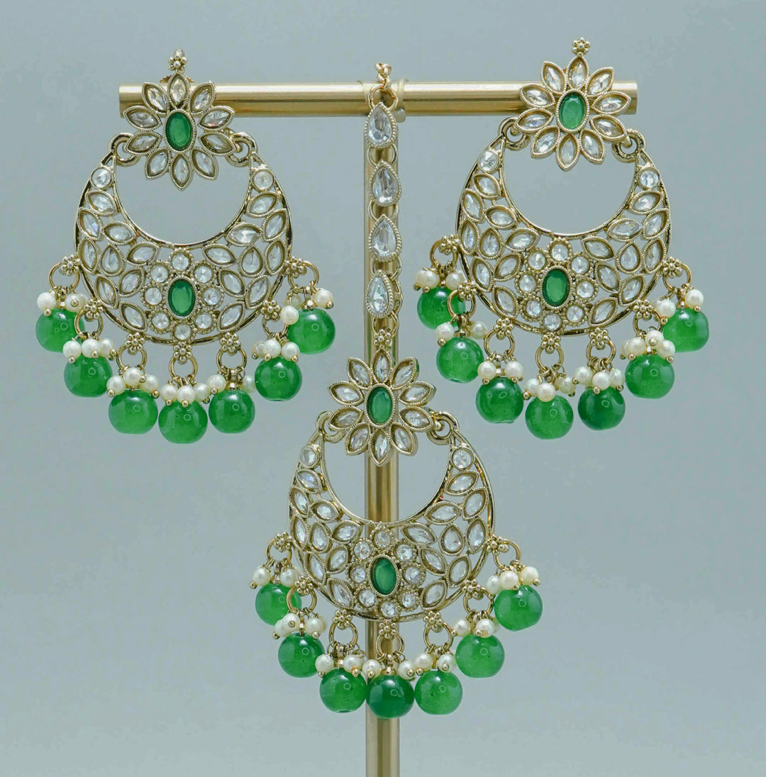 NEHA POLKI EARRINGS WITH TIKKA