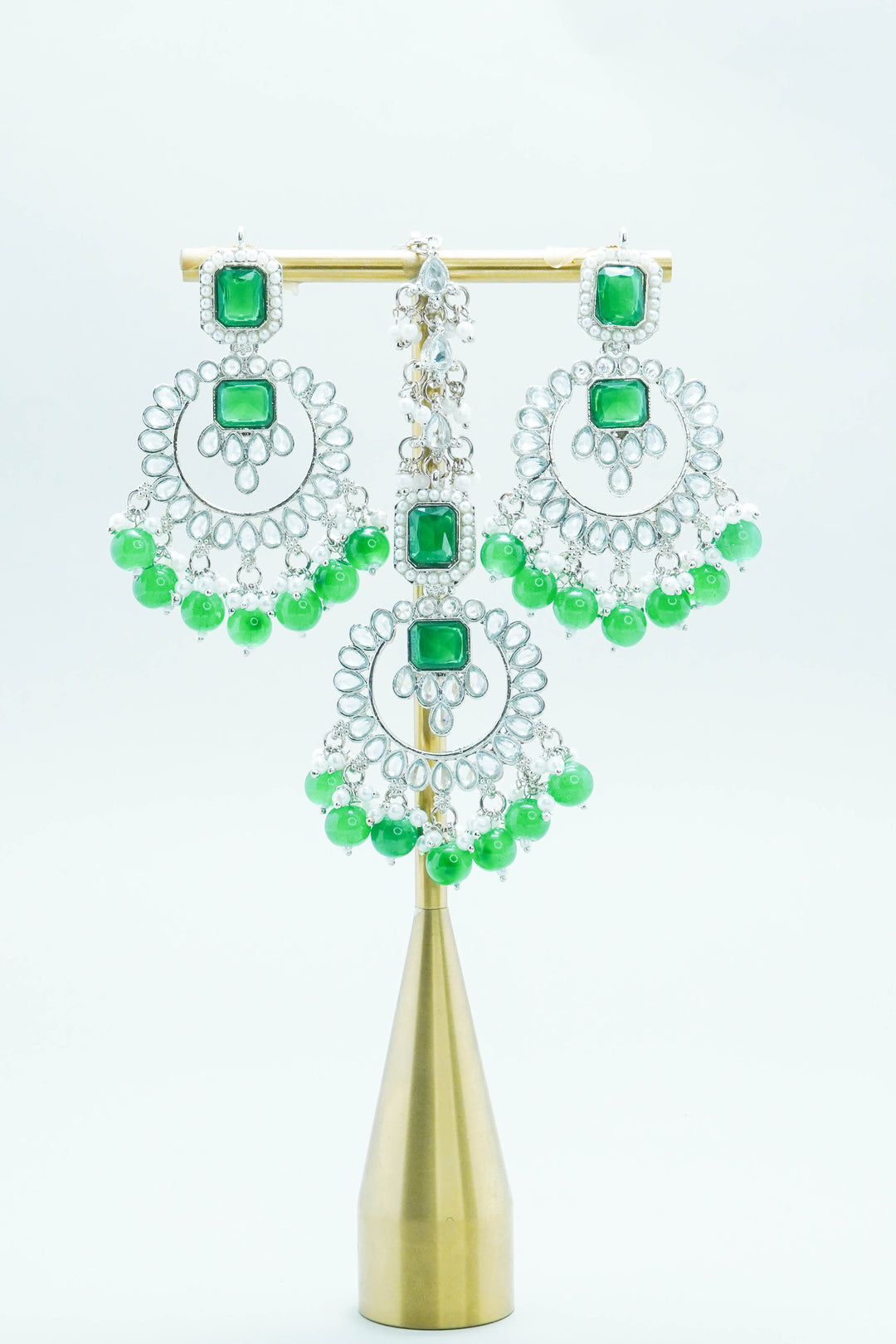 TRISHA POLKI EARRINGS WITH TIKKA