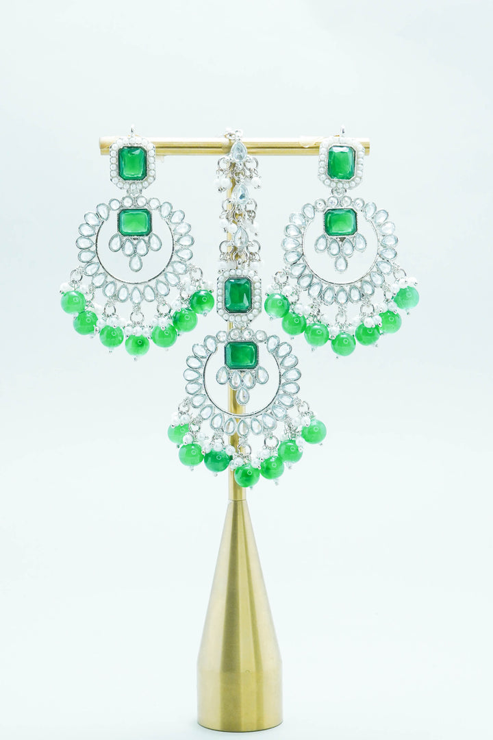 TRISHA POLKI EARRINGS WITH TIKKA