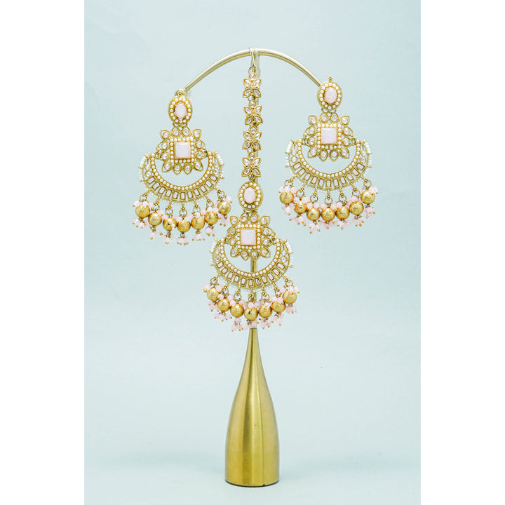 MANIKA POLKI EARRINGS WITH TIKKA