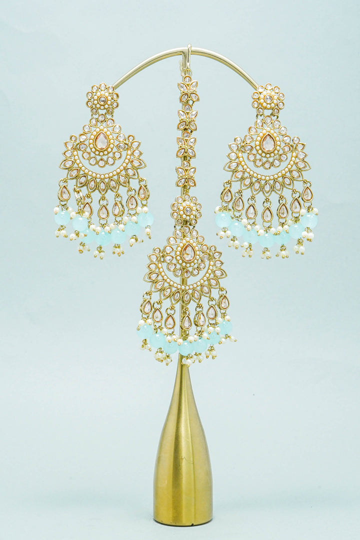 JYOTI POLKI EARRINGS WITH TIKKA