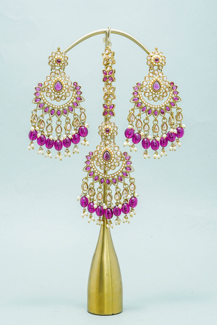 JYOTI POLKI EARRINGS WITH TIKKA