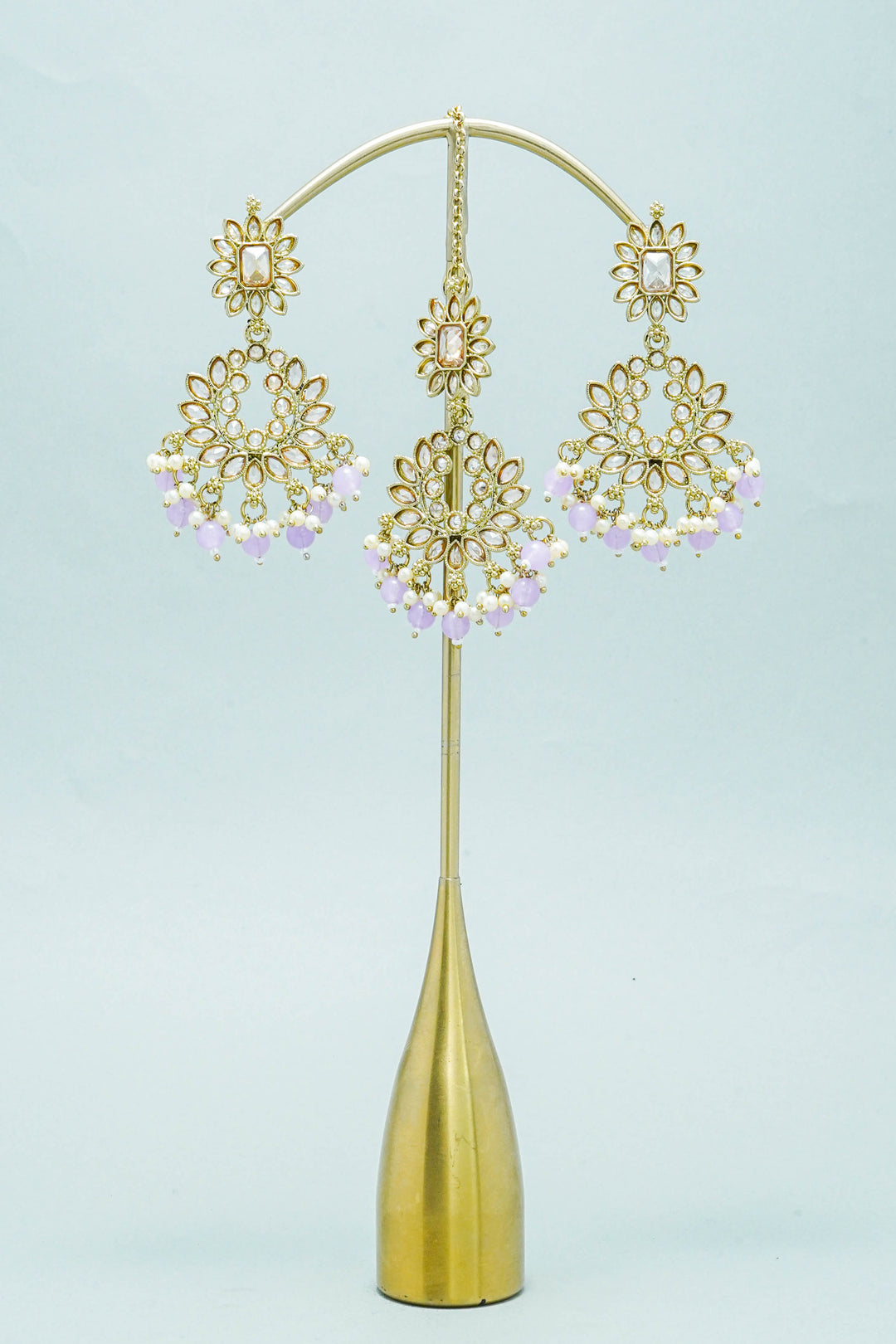 TARA POLKI EARRINGS WITH TIKKA