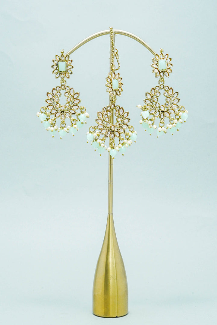 TARA POLKI EARRINGS WITH TIKKA