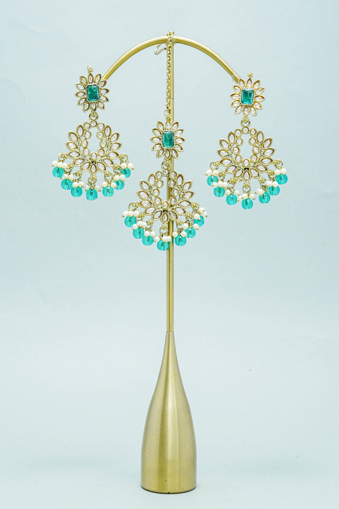 TARA POLKI EARRINGS WITH TIKKA