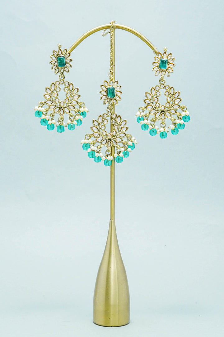 TARA POLKI EARRINGS WITH TIKKA