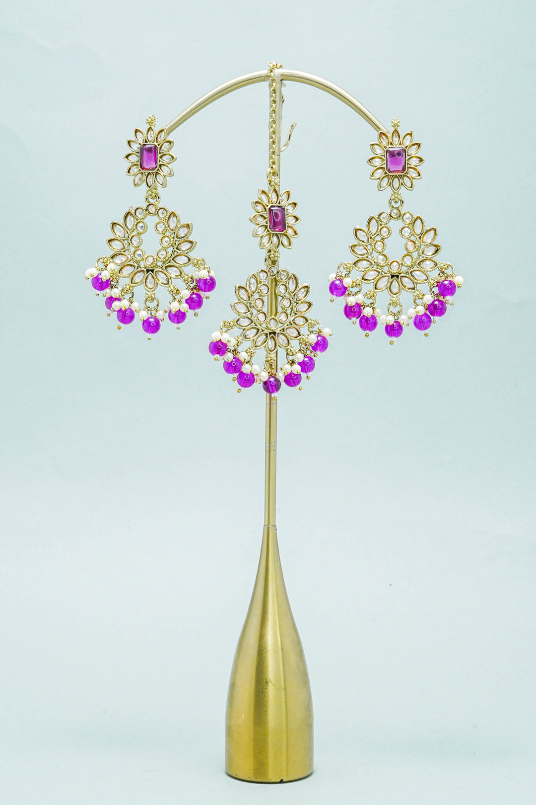 TARA POLKI EARRINGS WITH TIKKA