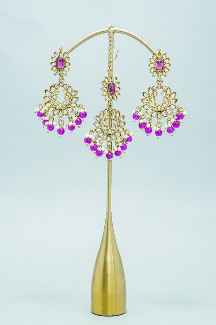 TARA POLKI EARRINGS WITH TIKKA