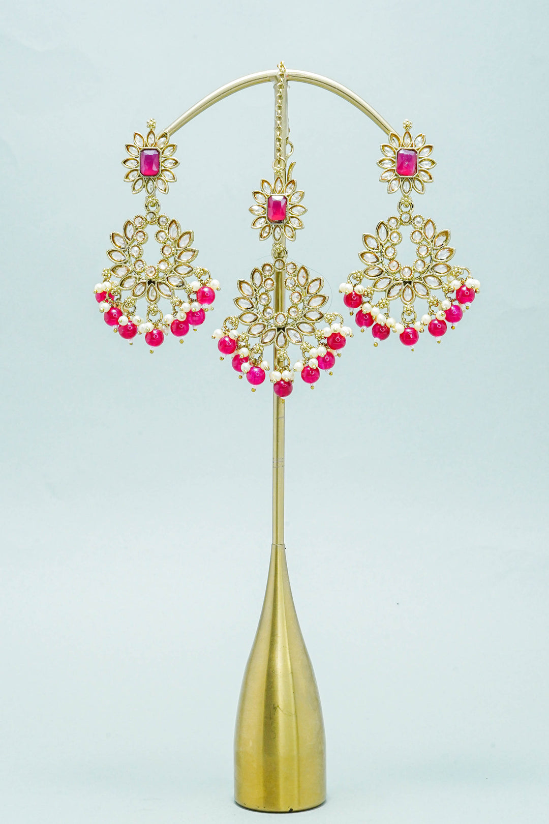 TARA POLKI EARRINGS WITH TIKKA