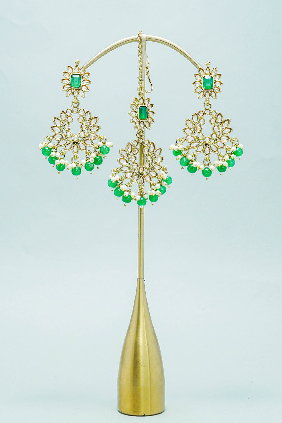 TARA POLKI EARRINGS WITH TIKKA