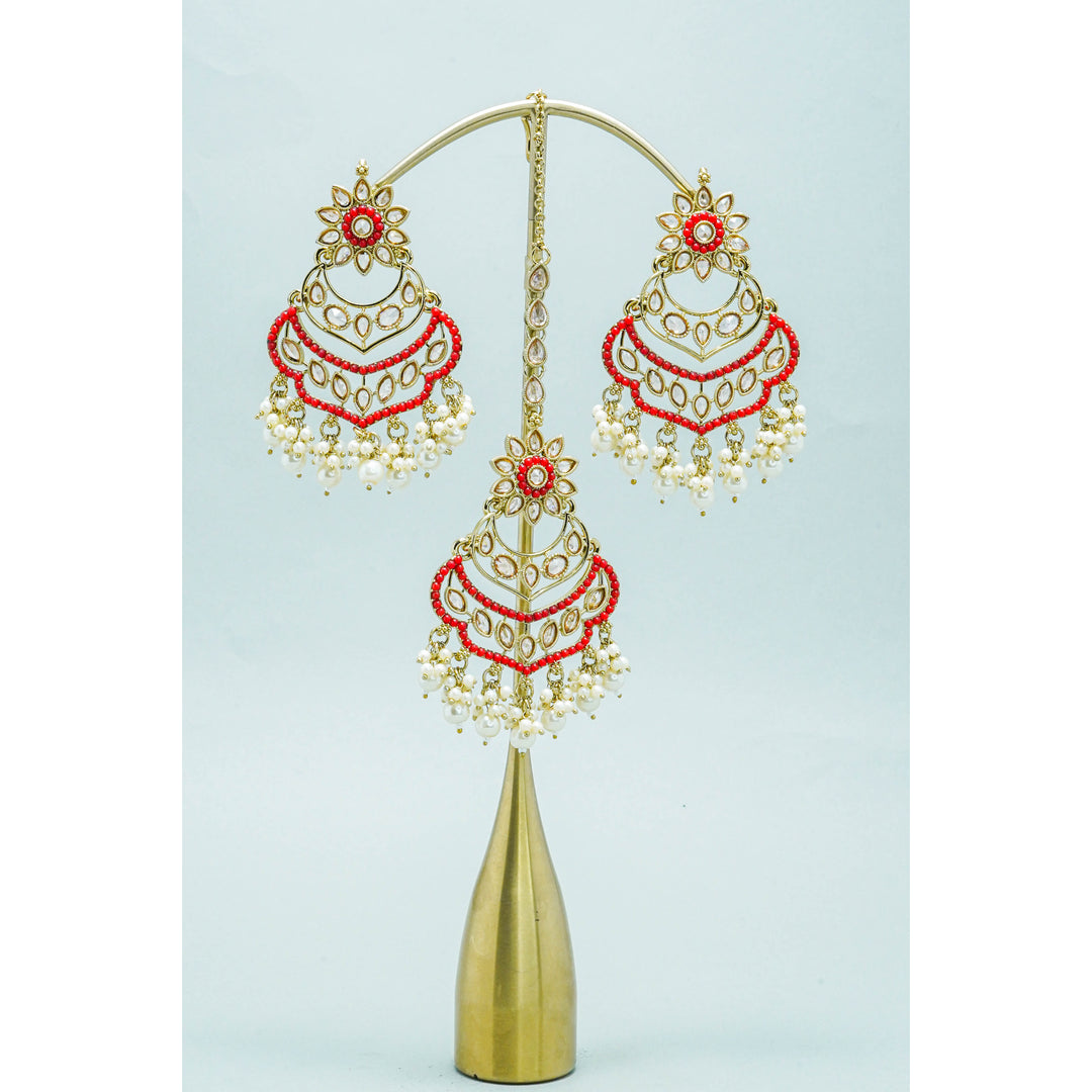 TARA POLKI EARRINGS WITH TIKKA