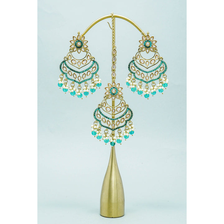 TARA POLKI EARRINGS WITH TIKKA