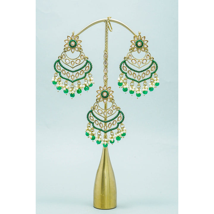 TARA POLKI EARRINGS WITH TIKKA