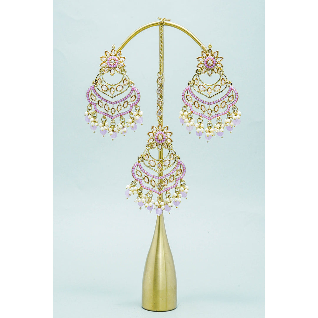 TARA POLKI EARRINGS WITH TIKKA