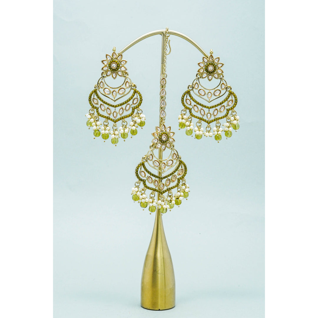 TARA POLKI EARRINGS WITH TIKKA