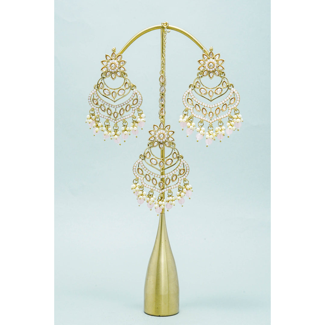 TARA POLKI EARRINGS WITH TIKKA