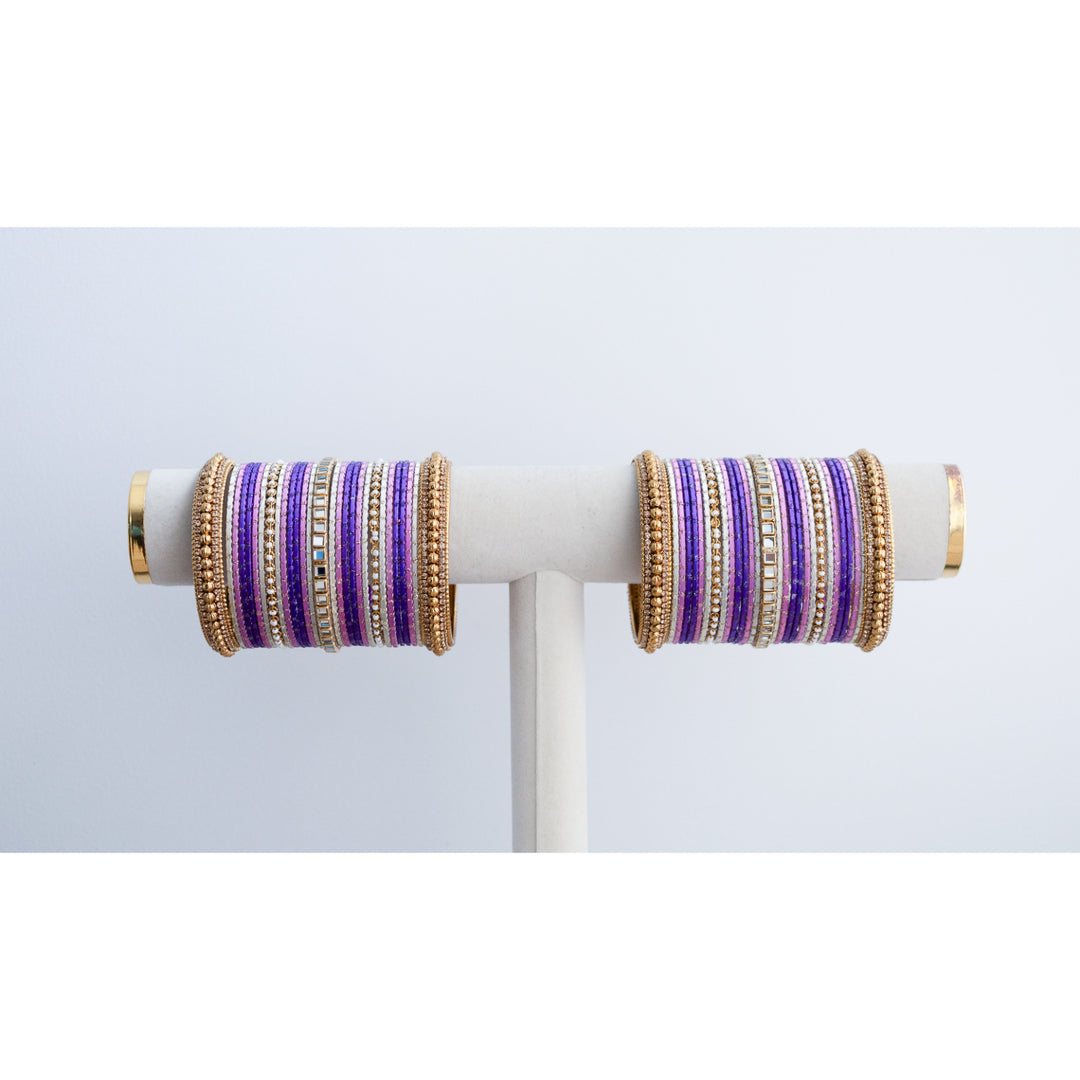 PINK AND PURPLE BANGLES - 2 HAND SET