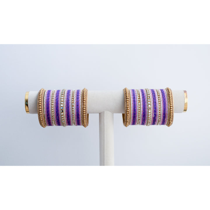 PINK AND PURPLE BANGLES - 2 HAND SET