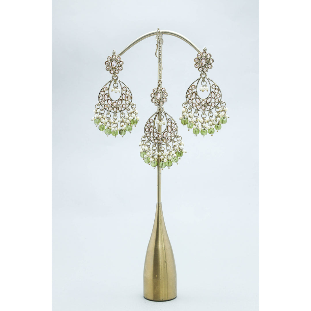 SHIVANI POLKI EARRINGS WITH TIKKA