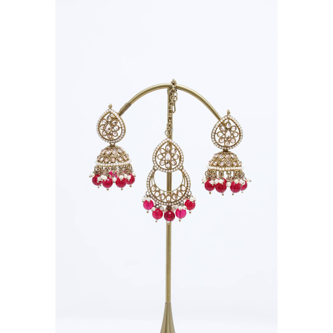 RISHA POLKI EARRINGS WITH TIKKA