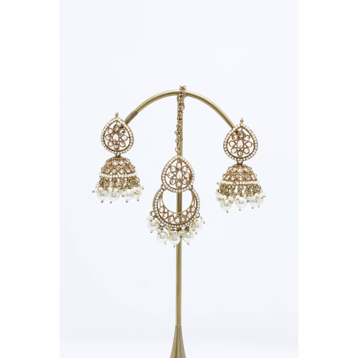 RISHA POLKI EARRINGS WITH TIKKA