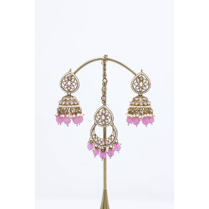 RISHA POLKI EARRINGS WITH TIKKA