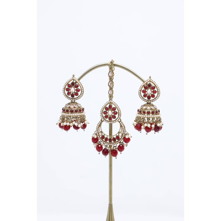 RISHA POLKI EARRINGS WITH TIKKA