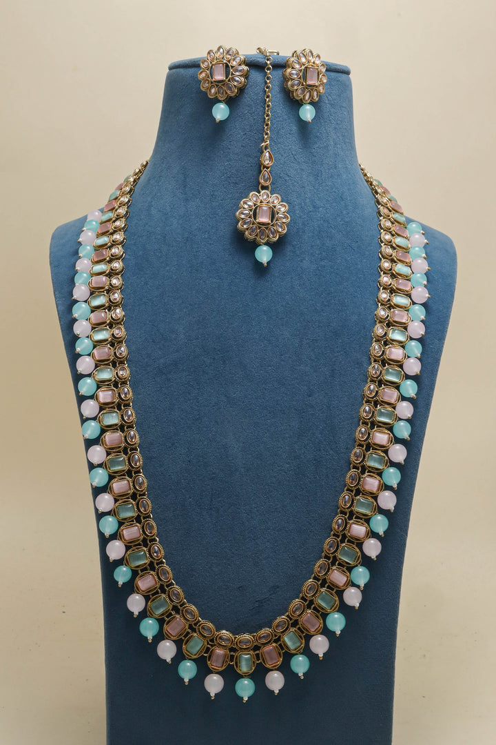 ANIKA POLKI  AND STONE MALA SET