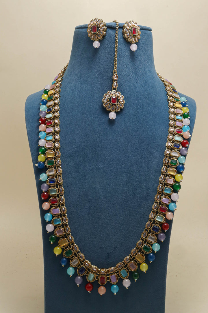 ANIKA POLKI  AND STONE MALA SET