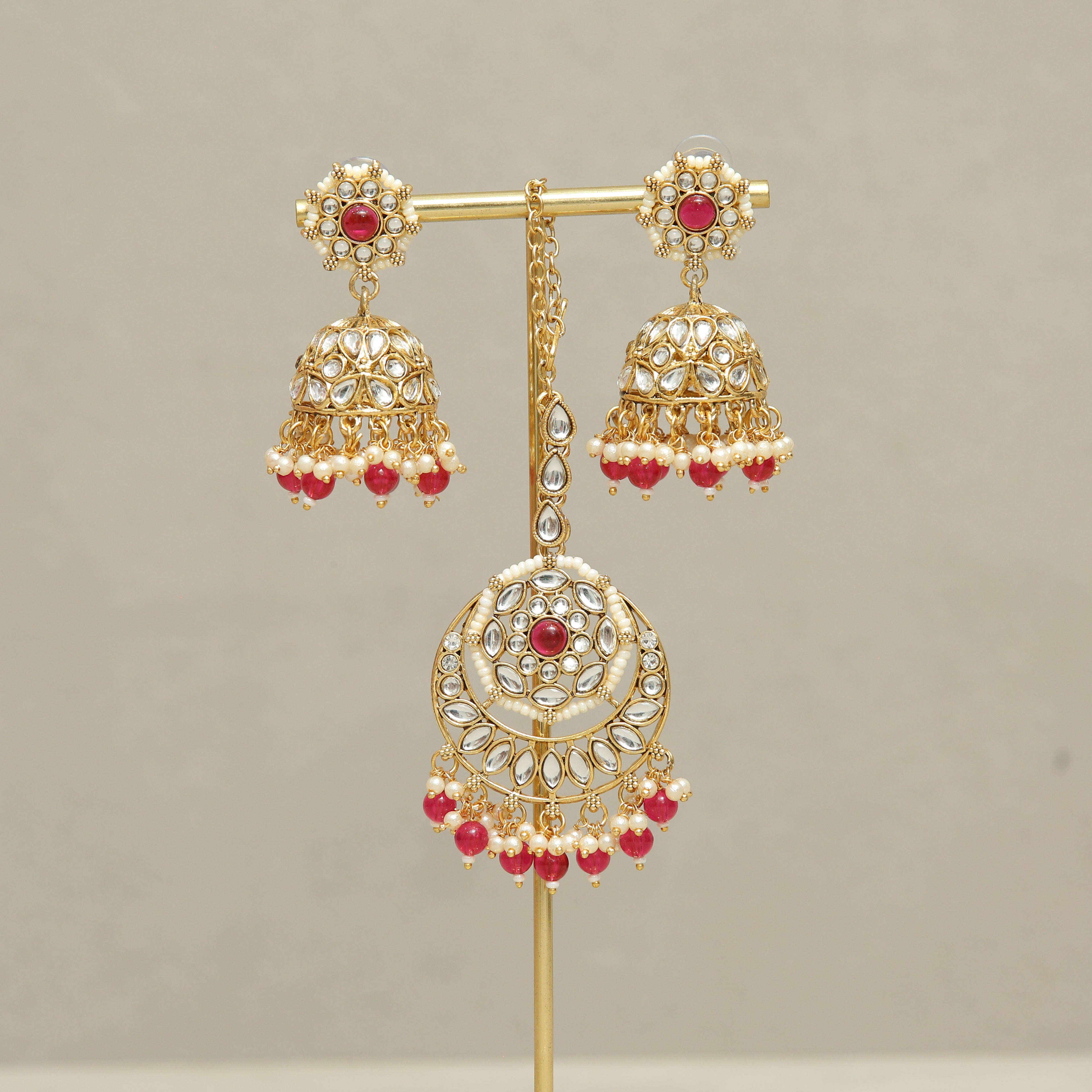 Girisha Kundan Earrings And Tikka