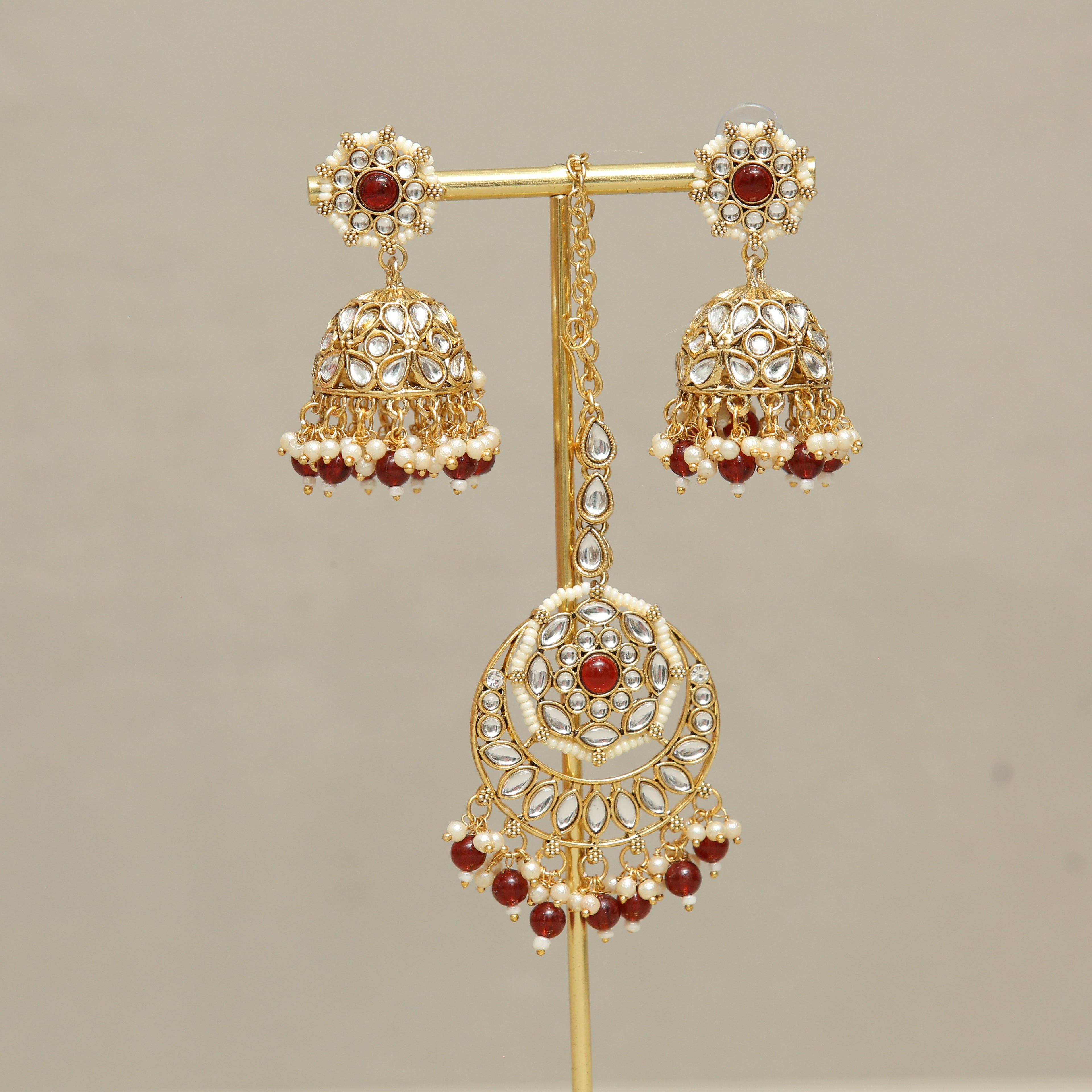 Girisha Kundan Earrings And Tikka