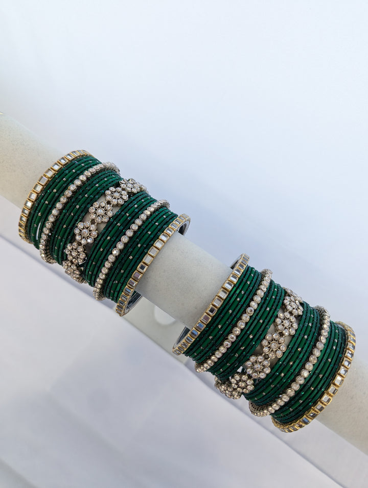 GREEN BANGLES - 2 HAND SET