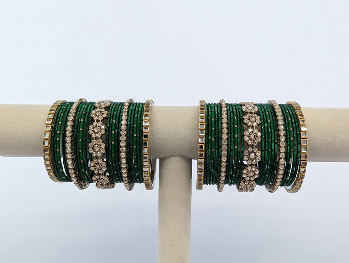 GREEN BANGLES - 2 HAND SET