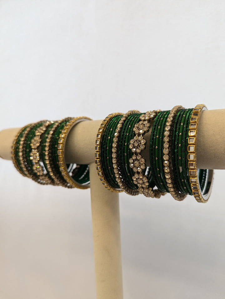 GREEN BANGLES - 2 HAND SET